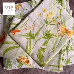 Vintage Butterfly Full Sheet Set: Yellow Green Floral, Bibb